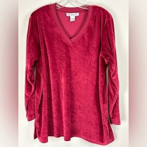 Roman's Womens' Loose Fit V-Neck Velvet Top